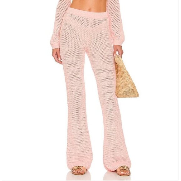 NWOT REVOLVE Tularosa Andy Open Stitch Knit Pant Pink Size L - Picture 1 of 8